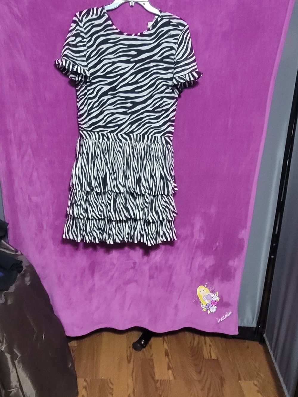 Michael Kors Black & White Zebra-Print Ruffled Midi Dress